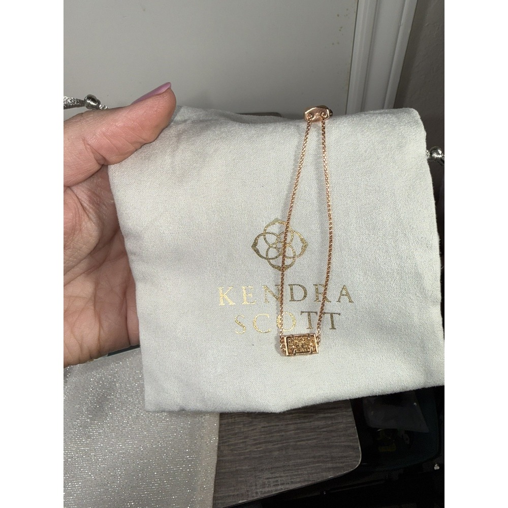 Kendra Scott Rose Gold Adjustable Chain Bracelet Drusy